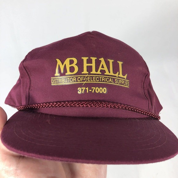 VTG MB HALL DISTRIBUTOR OF ELECTRICAL SUPPLIES HAT CAP TRUCKER ROPE ADJUSTABLE - Picture 15 of 15